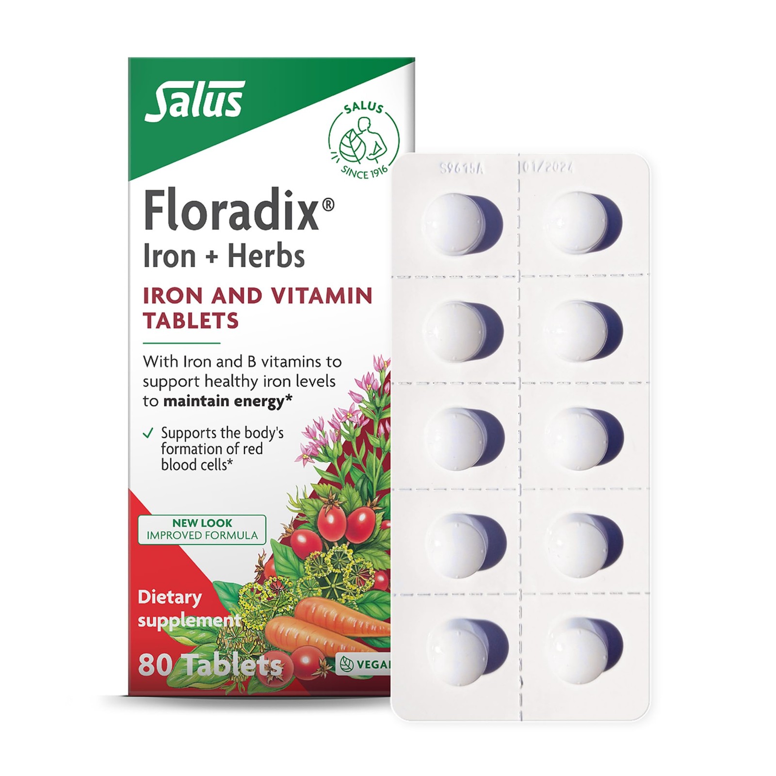 Floradix Iron Tablets – Supplement with B Vitamins, 80 Count (Pack of 1)