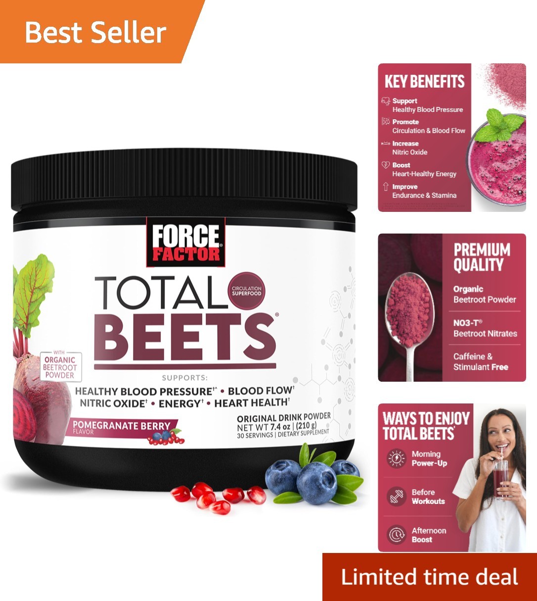 Total Beets Superfood Drink Mix for Heart Health & Endurance