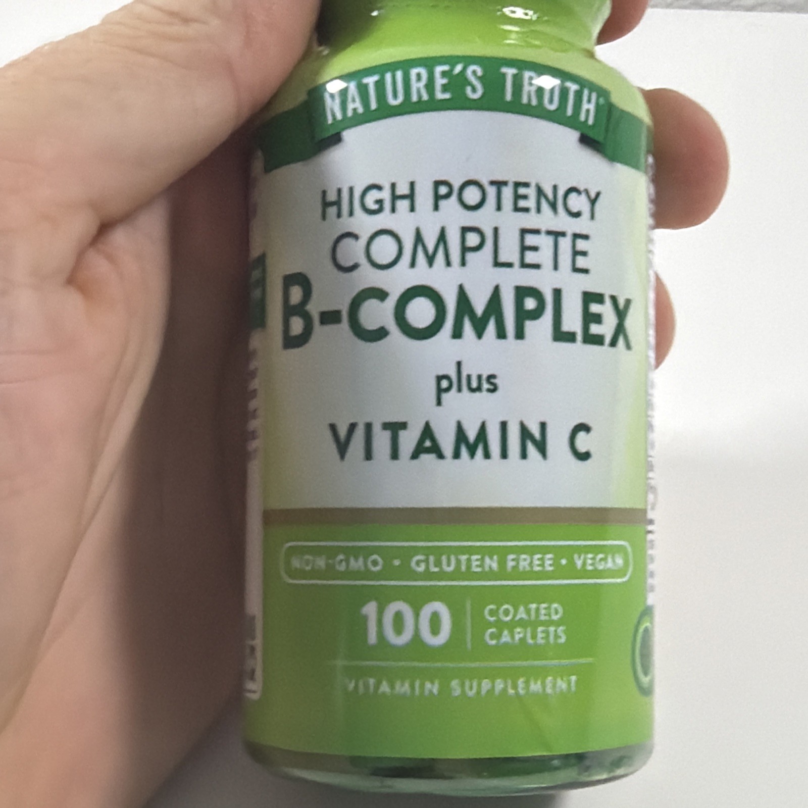 High Potency Vegan B Complex Vitamins 100 Count Coated Caplets Non GMO 10/2027