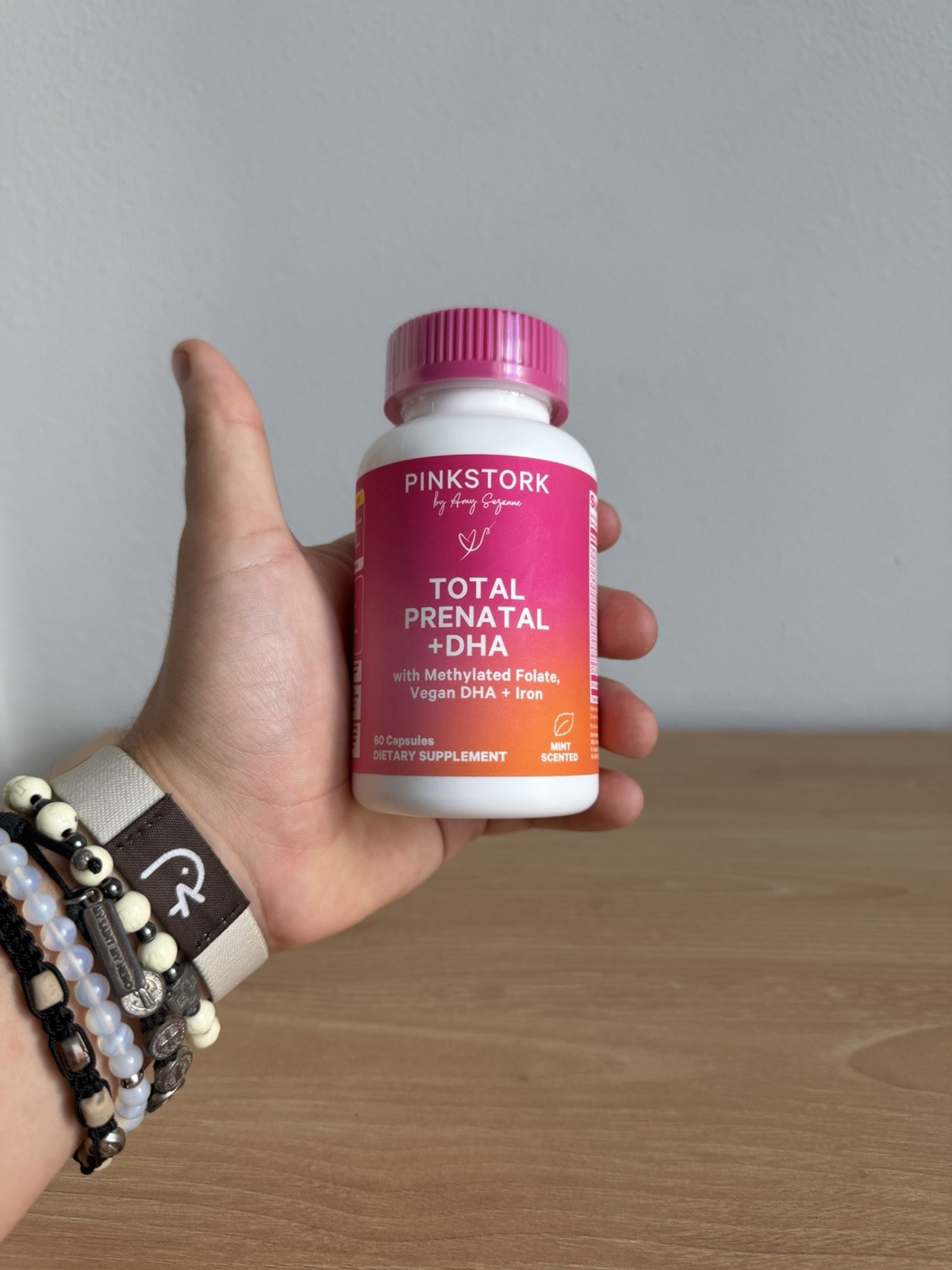 PinkStork Total Prenatal + DHA – Berry Scented, Vegan DHA + Iron – 60 Capsules