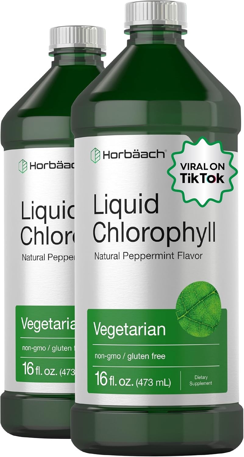 Clorofila Líquida 100mg | 32 oz (2 botellas de 16 oz) | Sabor a menta natural