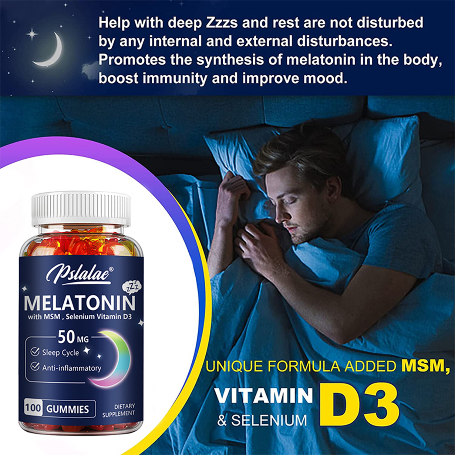 Melatonin 50 mg – Improve Sleeping, Fall Asleep Faster, Extend Sleep Time