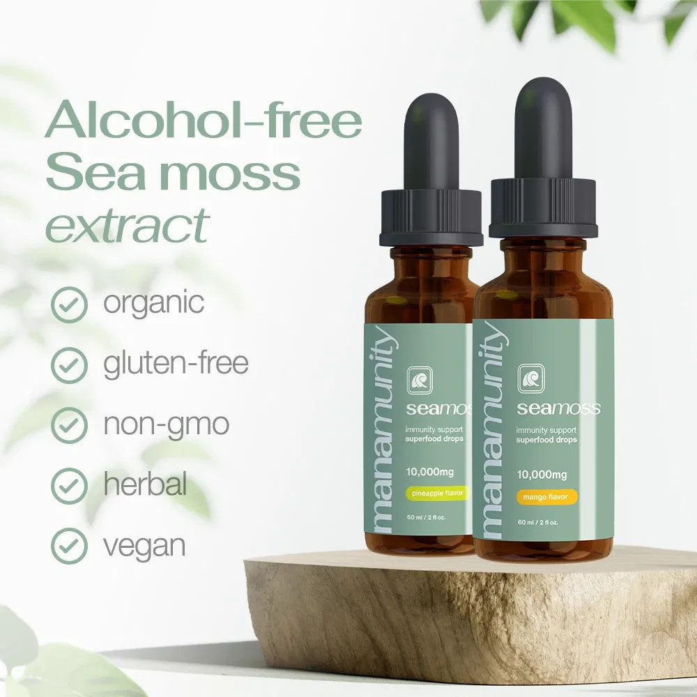 Sea Moss Liquid Drops 10,000 mg Organic Irish Sea Moss Gel with 350 mg Burdock R