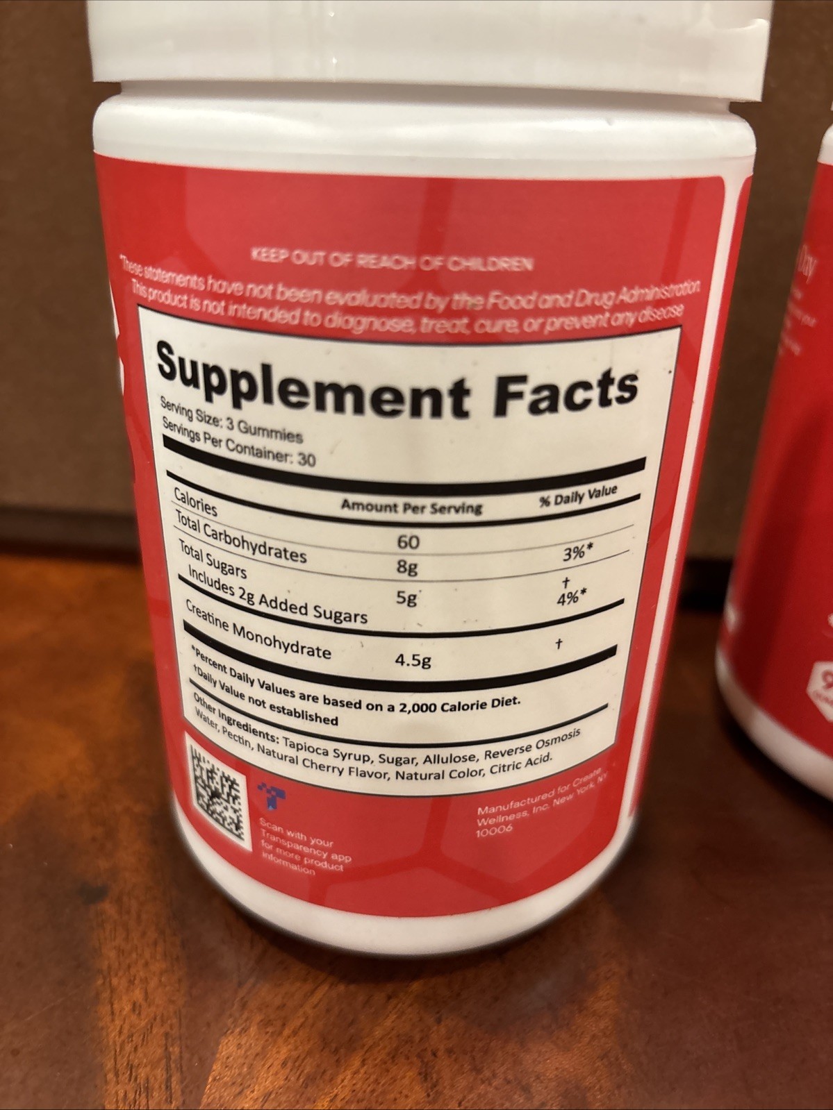 90 PIECES Create Creatine Monohydrate Gummies for Men & Women (Sour Cherry) 🍒
