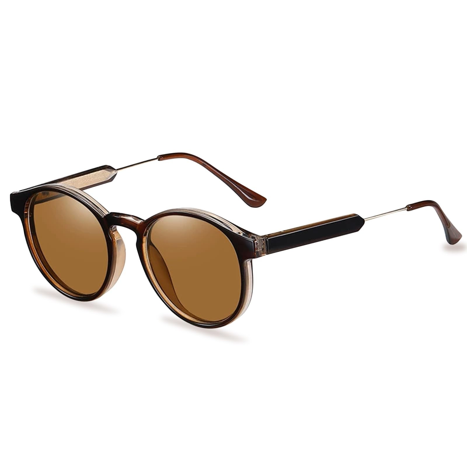 Classic Round Retro Women’s Sunglasses，Polarized Sunglasses for Women (1,