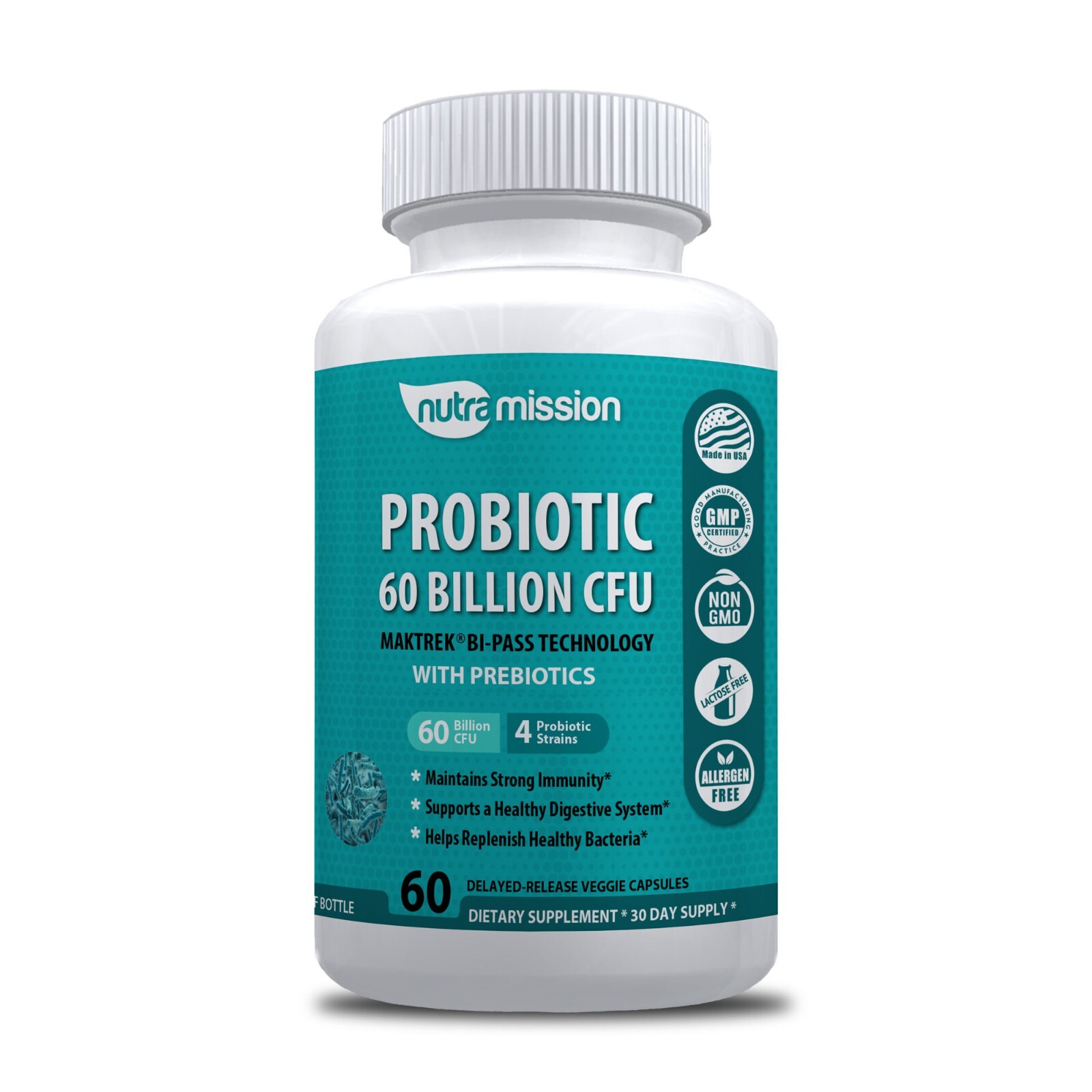 Probiotic 60 Billion CFU with Prebiotics- Delayed release Capsules x2