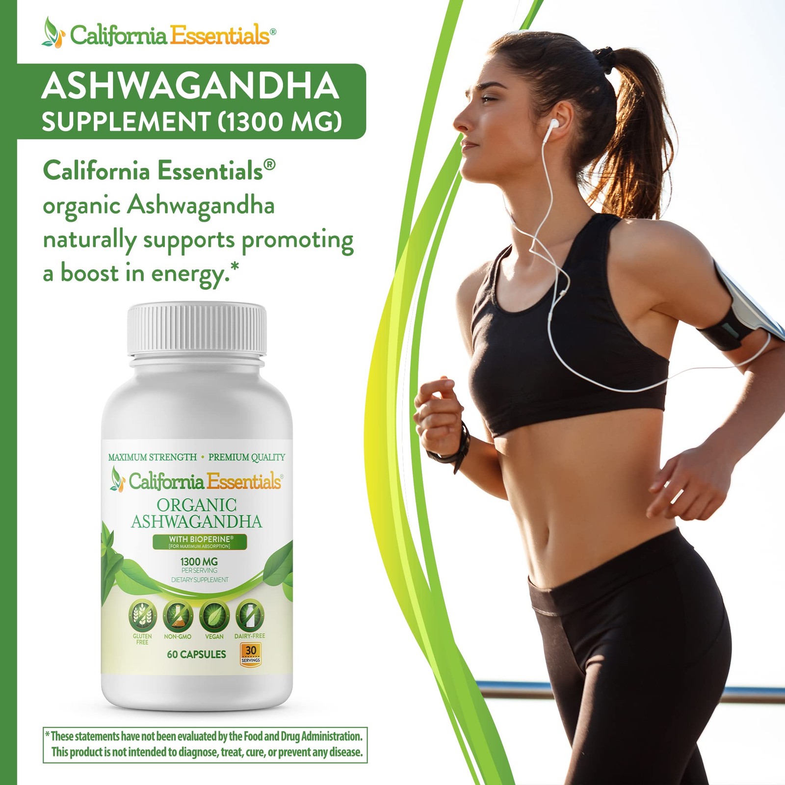 ASHWAGANDHA-1300MG PER SERVING-ENERGY-STRENGTH-LONGEVITY-NEW-SEALED-FREE SHIP