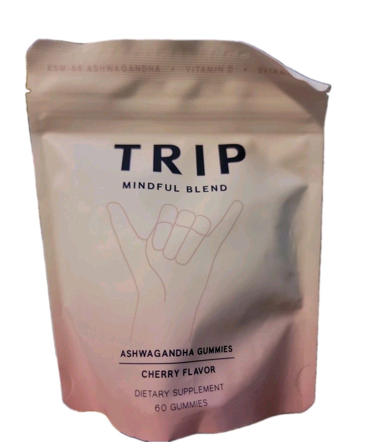 TRIP Ashwagandha Stress Relief + Vit B & D Gummy Vitamins – Cherry Flavor – 60ct