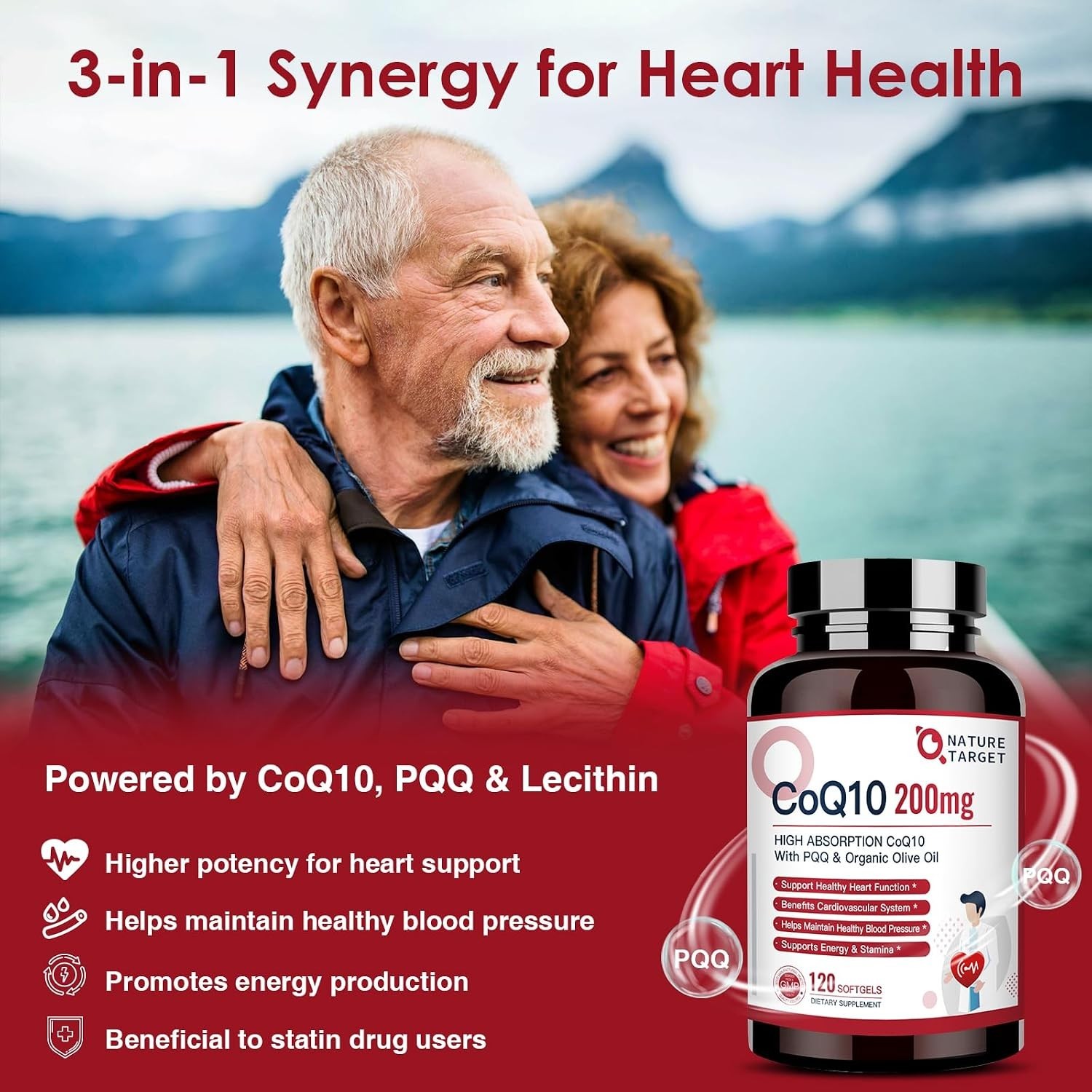 High-Potency CoQ10 200mg Softgels with PQQ & Olive Oil for Heart & Cell Support