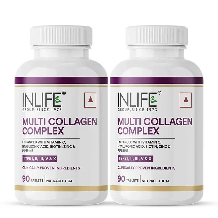 INLIFE Multi Collagen Complex Skin, Hair, Nails, Joint & Bone Support, 180 Tabs