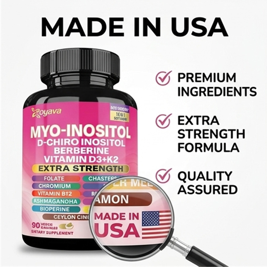2-Pack Zoyava Myo-Inositol & D-Chiro Inositol 16-in-1 Berberine D3 Support 180ct