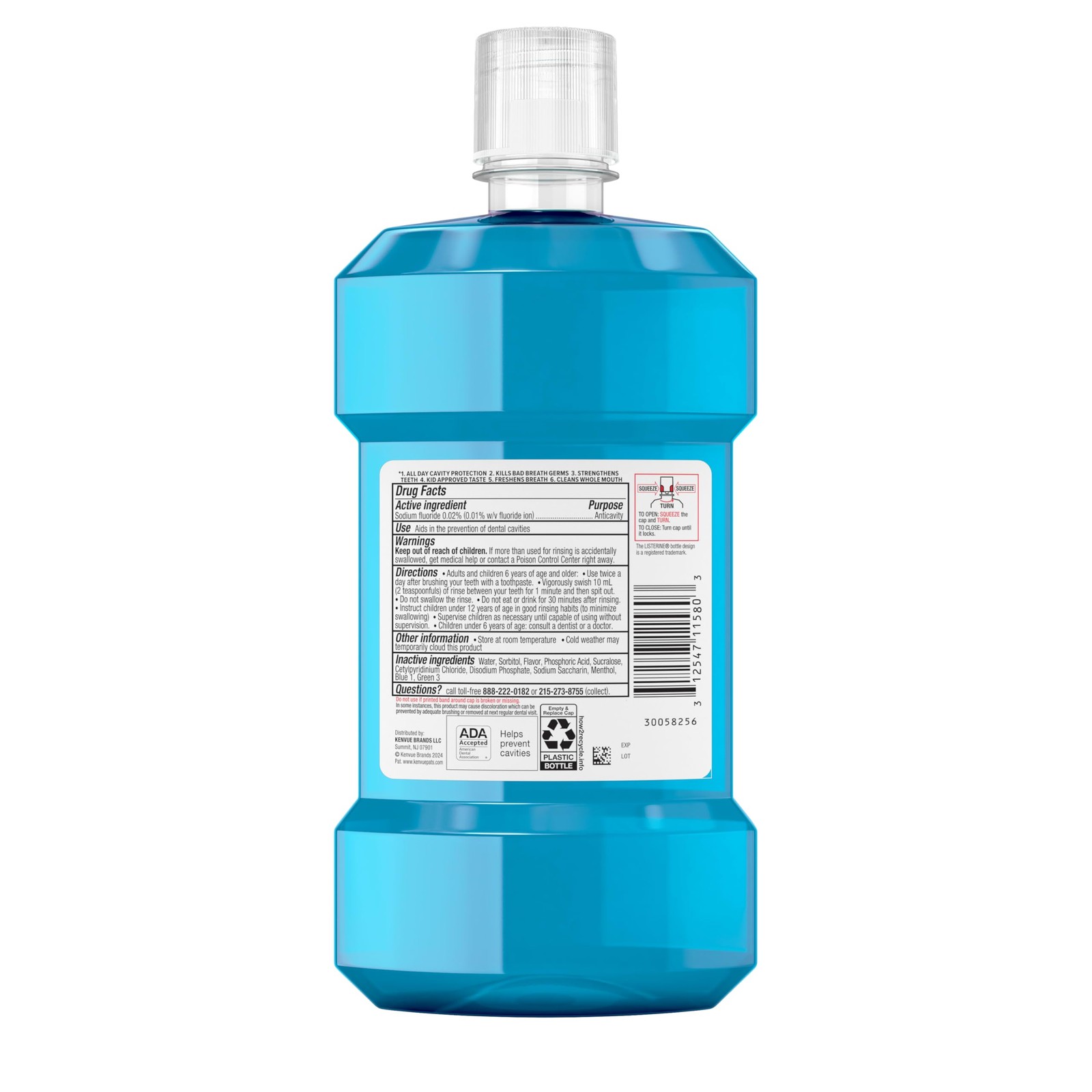 Listerine Total Care Kids Mouthwash, ADA 16.9 Fl Oz (Pack of 3), Blue