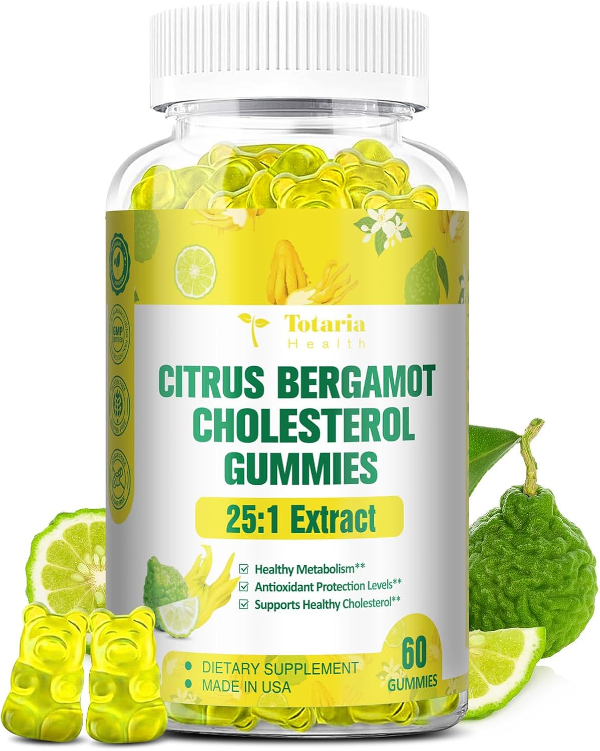 Sugar Free Citrus Bergamot Gummies for Healthy Cholesterol – All Natural Supp…