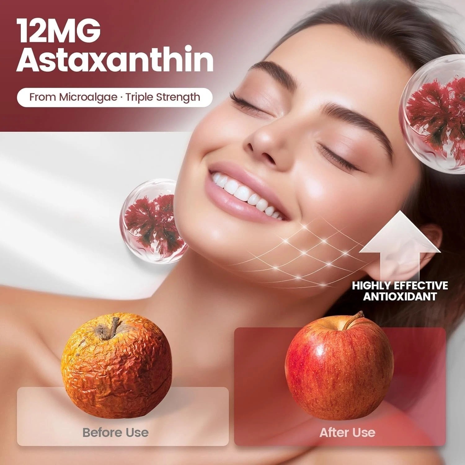 Astaxanthin 12mg 240 Softgels, 4 Month Supply,Triple Strength,Non-GMO,Eye Health