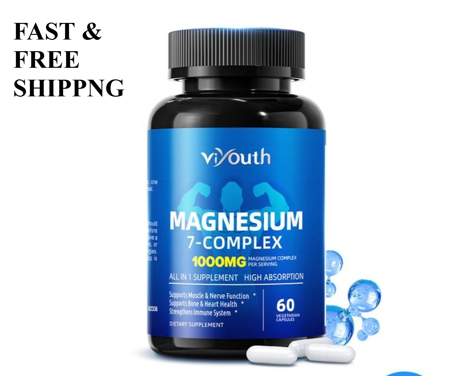 newest 7-in-1 Magnesium Complex 1000mg.Enhanced with Zinc, Non-GMO, 60 Capsules