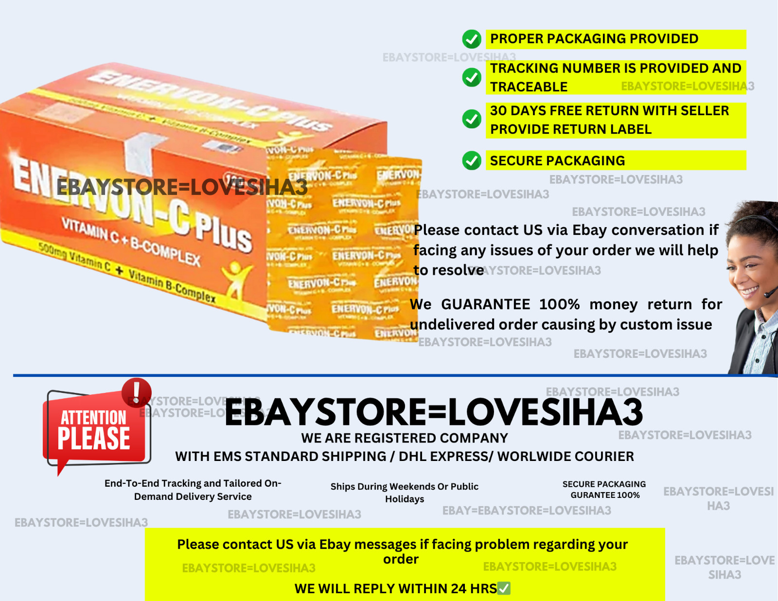 ENERVON-C Vit C 500mg + Vit B-Complex Increase Energy Immunity (100’s) X 2