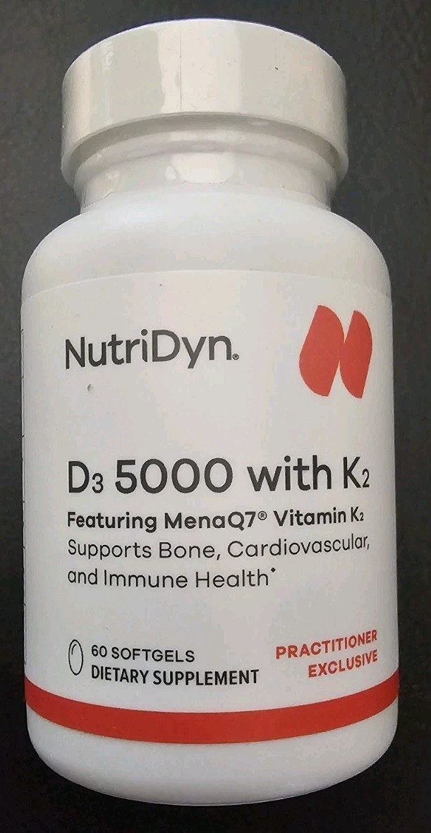 D3 5000 with K2 60 Softgels NutriDyn Brand NEW Sealed Free Shipping Exp 01/28