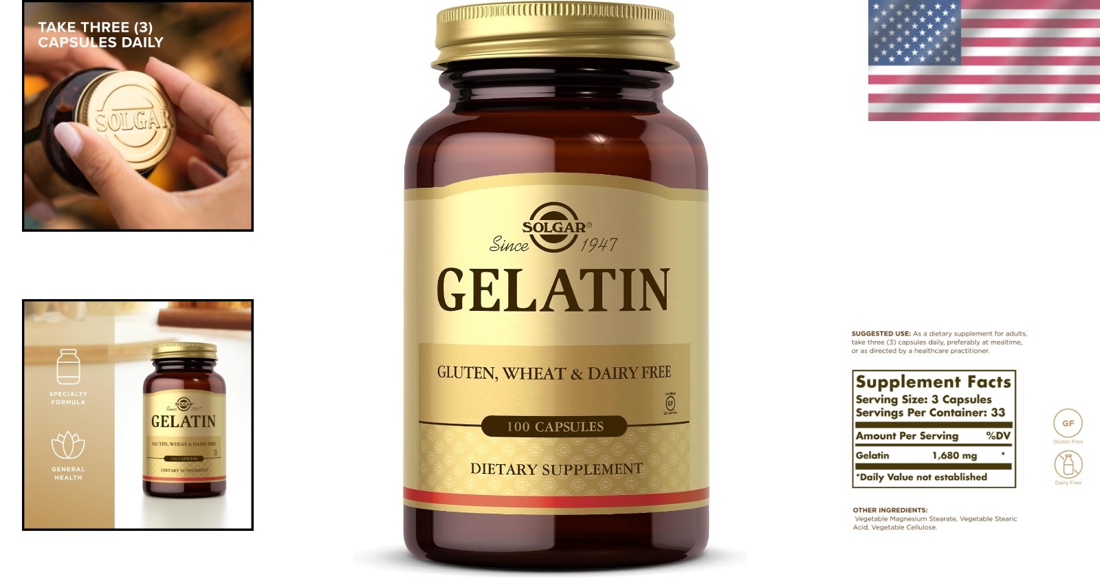 Gluten-Free Gelatin Capsules – 100 Count Calcium Supplement for Radiant Skin