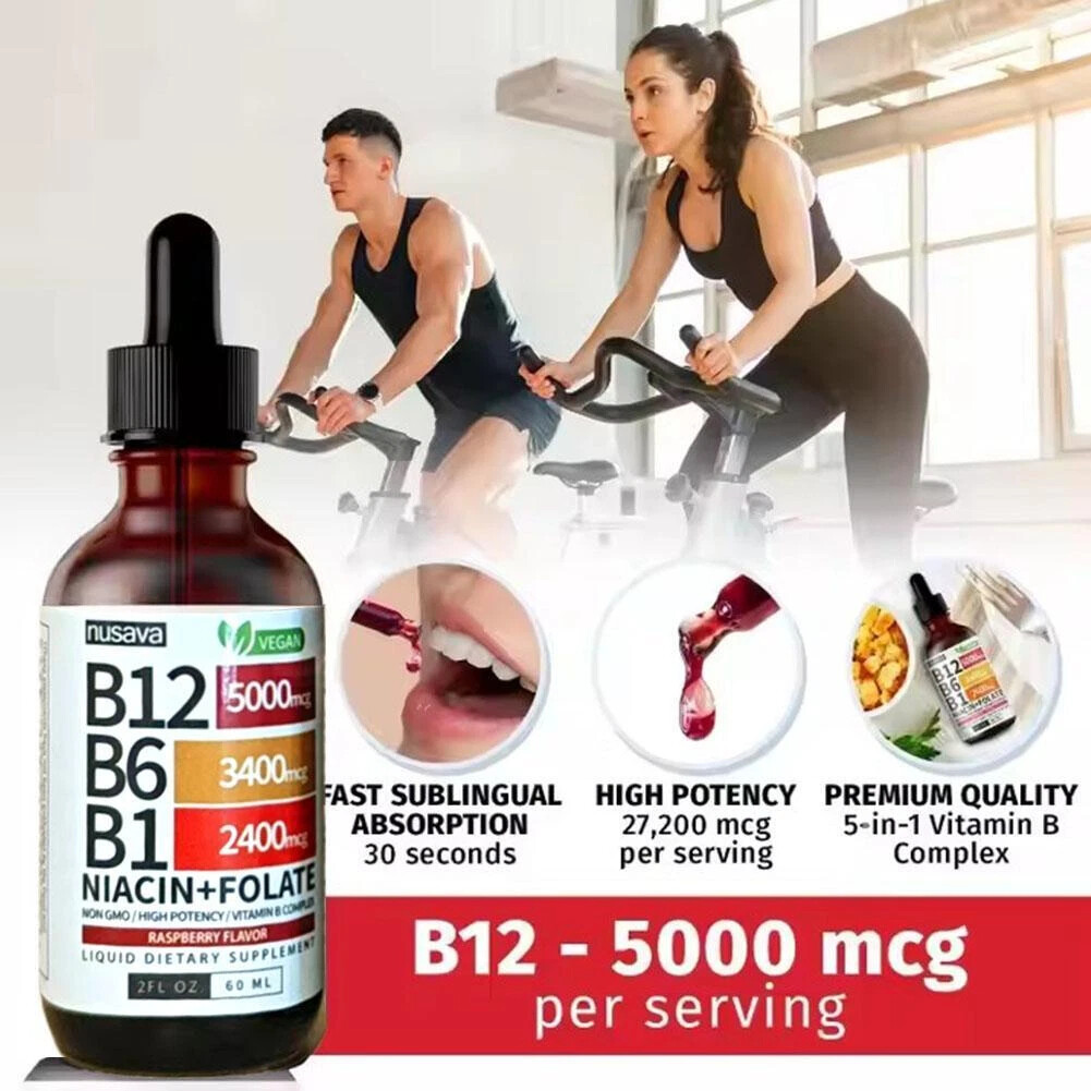 1-5 Liquid Vitamin B12 and B6 bottles Drops, B12 Sublingual Vitamin B Complex