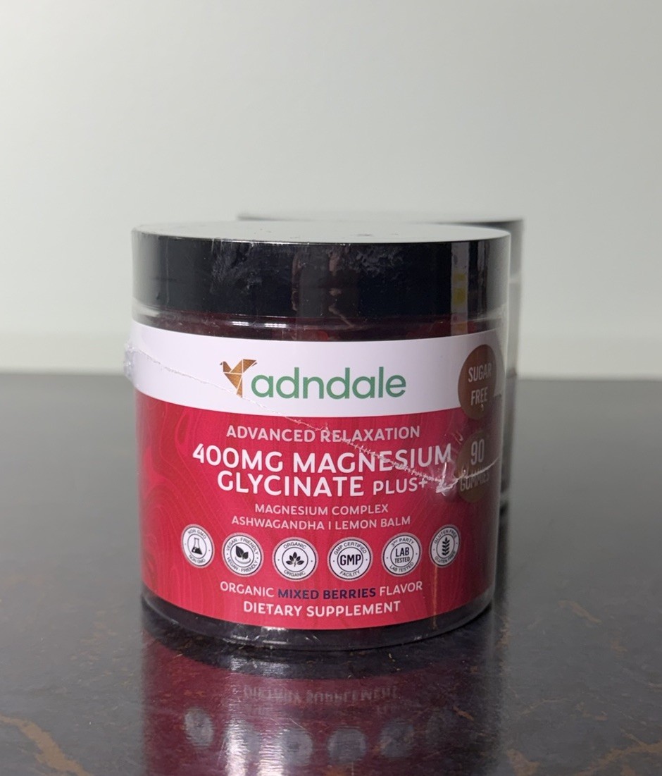 Adndale Magnesium Glycinate Gummies 400mg With Ashwagandha Sugar Free 180 Ct A10