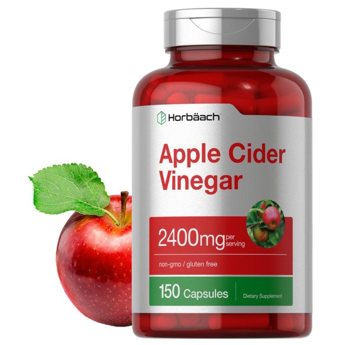 Horbäach Apple Cider Vinegar Capsules–Non-GMO & Gluten Free Supplement