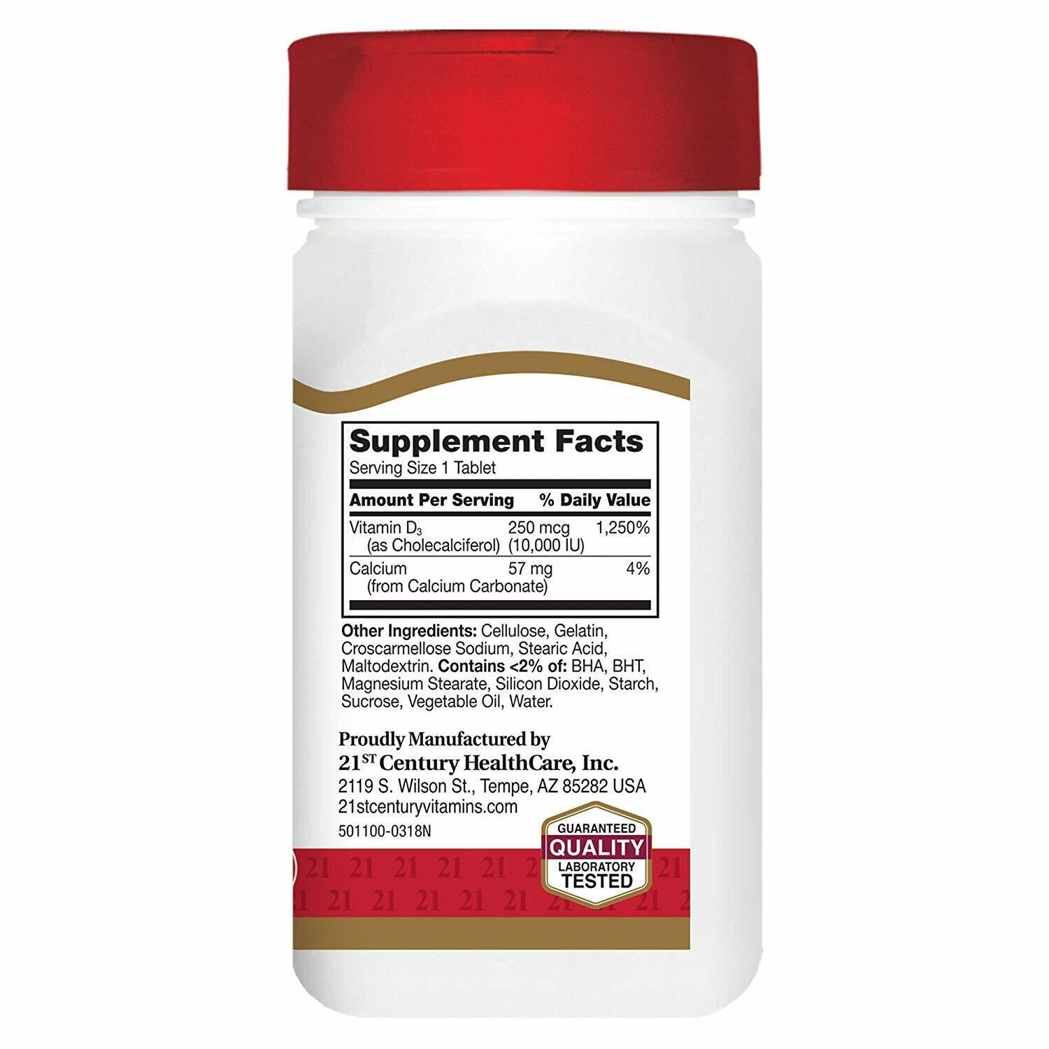 21st Century Vitamin D3 10000 IU Tablets 110ct -Expiration Date 05-2024