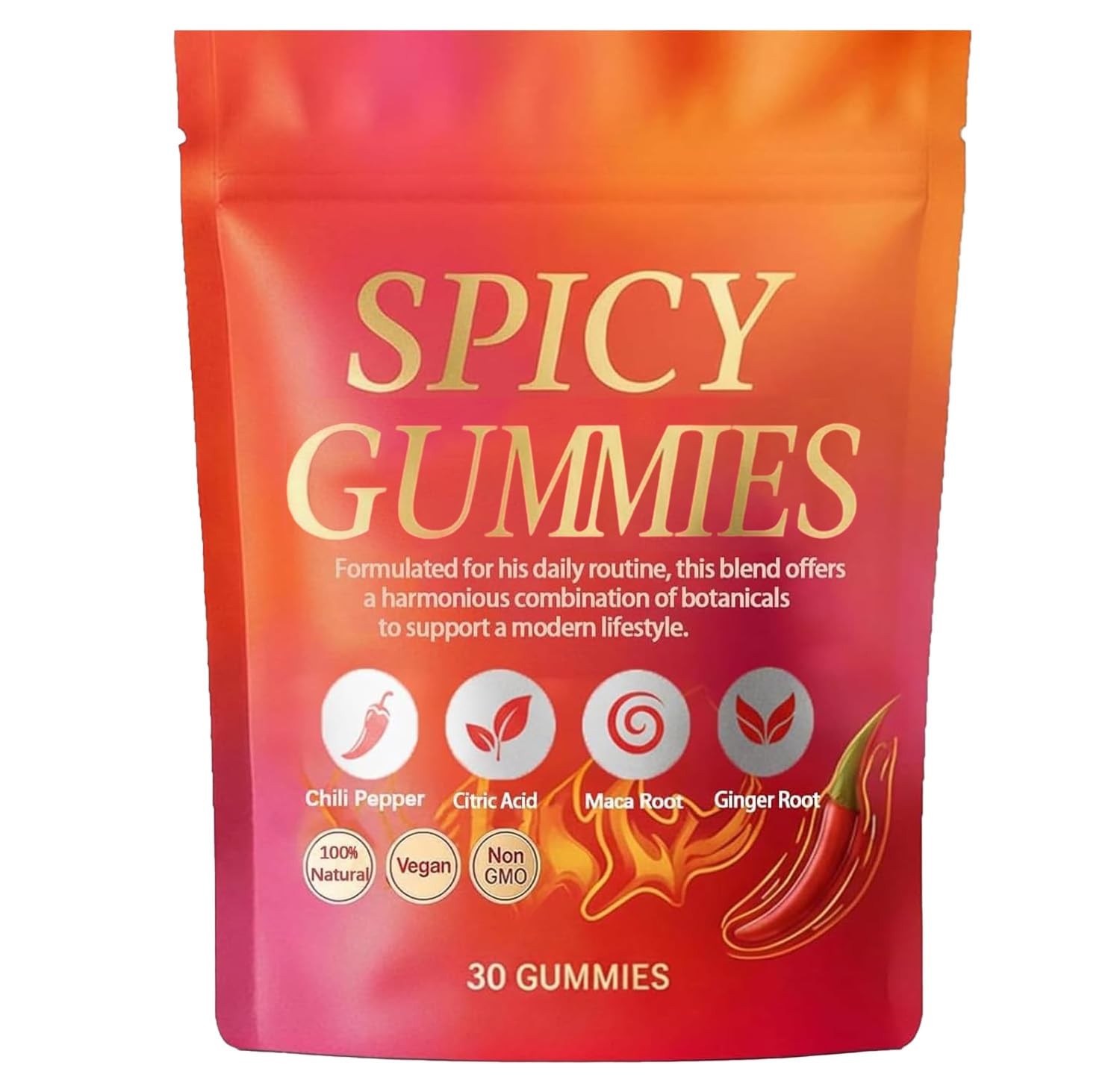 Spicy Square Gummy, Hot Peach Gummies – Natural Chili Flavor, 30 Gummies
