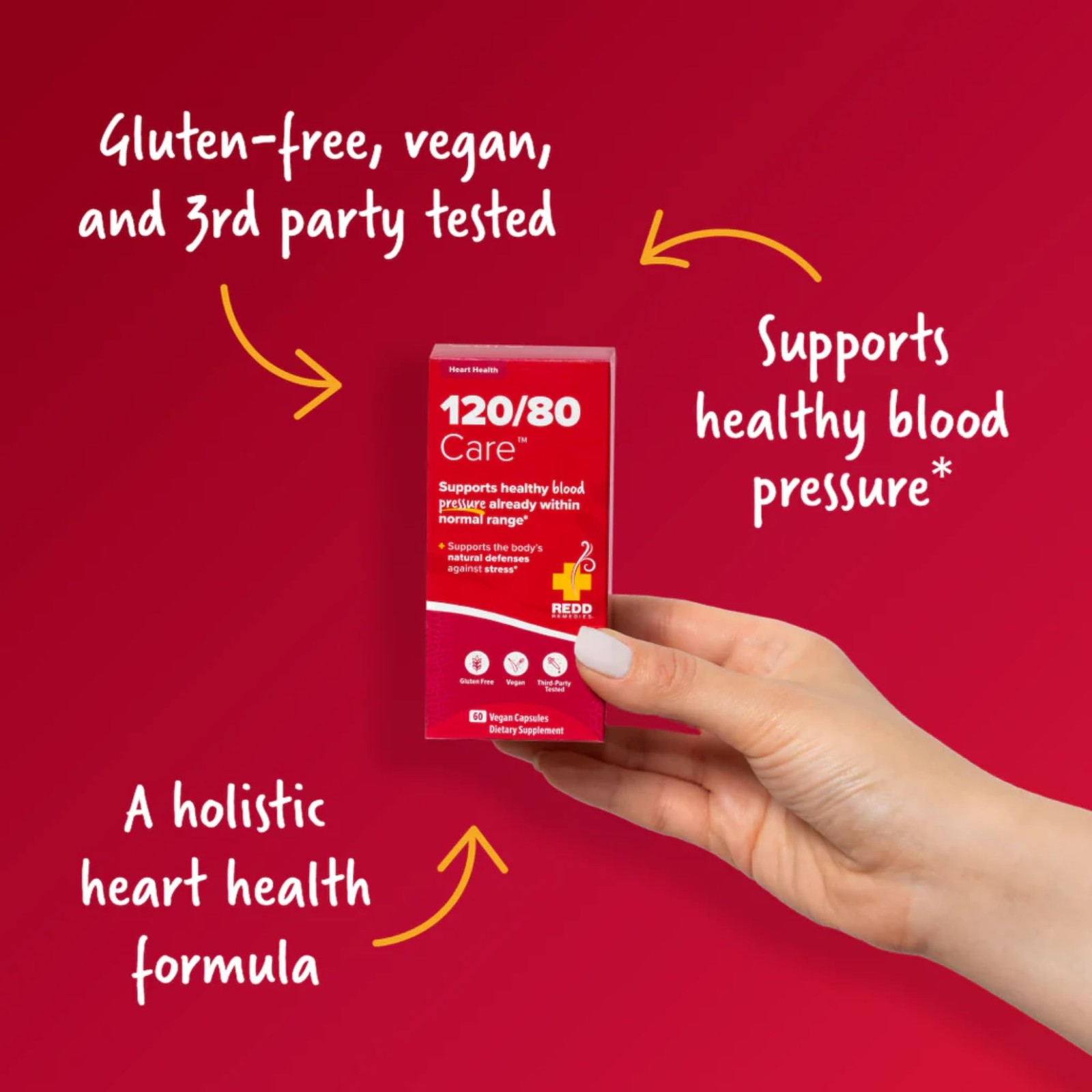 , 120/80 Care, Heart Health and Natural Blood Pressure Support, 60 Vegan Caps…