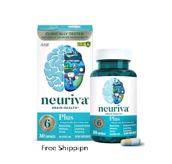 NEURIVA Plus Brain Supplement for Memory, Focus & Clarity with B Vitamins, 30 Ca