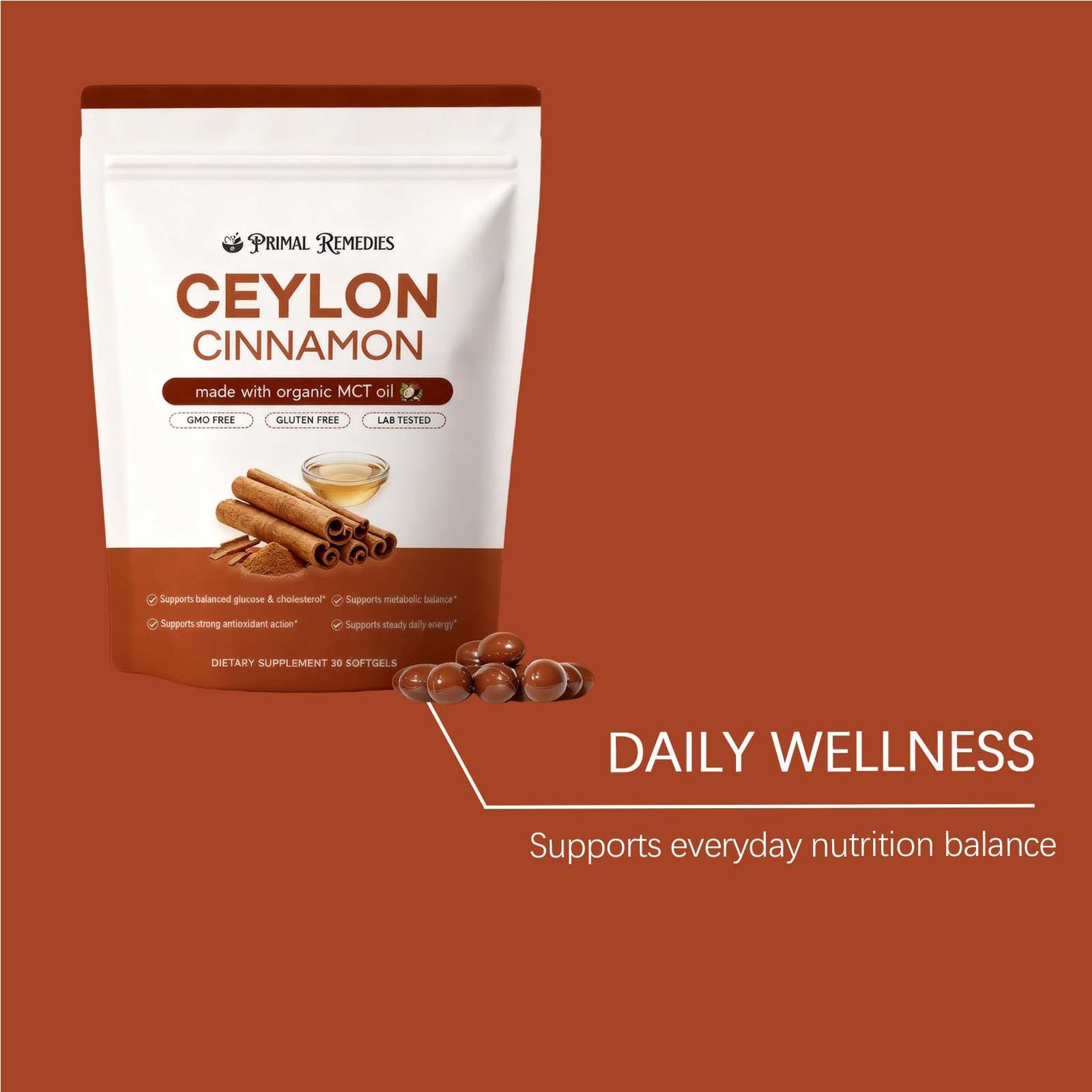 Ceylon Cinnamon Softgels, Ceylon Cinnamon Soft Gels 7200Mg Equivalent with Mct O