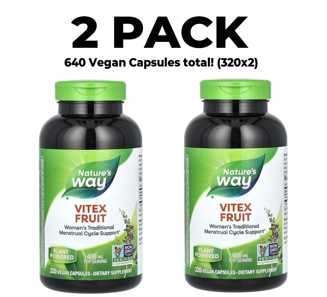 Nature’s Way, Vitex Fruit, 2 PACK, 400 mg per serving, 320 Vegan Capsules each