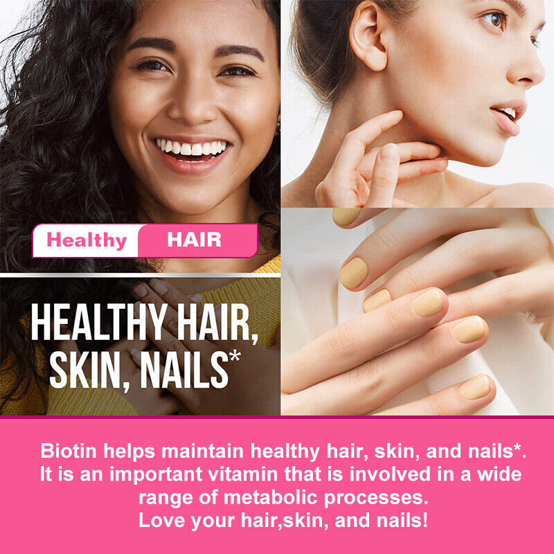 Collagen Biotin Gummies – Vitamin C Boost Skin/Hair Health 60pcs Vitamins