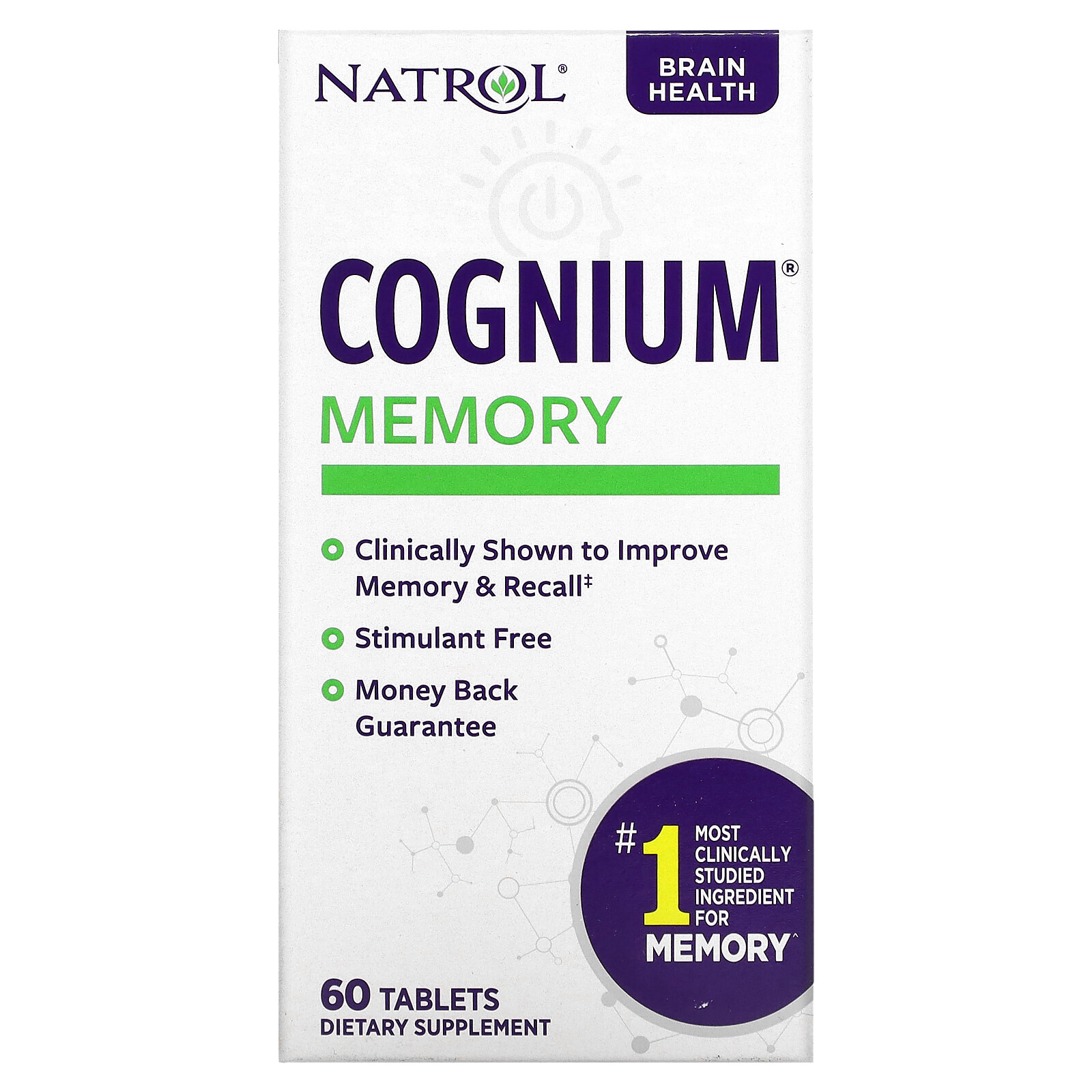 Natrol Cognium 60 Tablets Egg-Free, Fish Free, Milk-Free, No Artificial Colors,