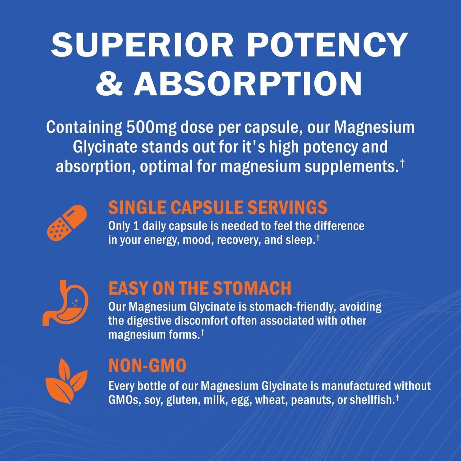Magnesium Glycinate 500mg Supplement 240 Capsules Stress Sleep Support