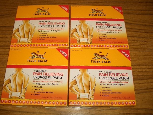 4 Boxes Tiger Balm Pain Relieving Hydrogel Large Patch 4ct in each box Exp 4/27