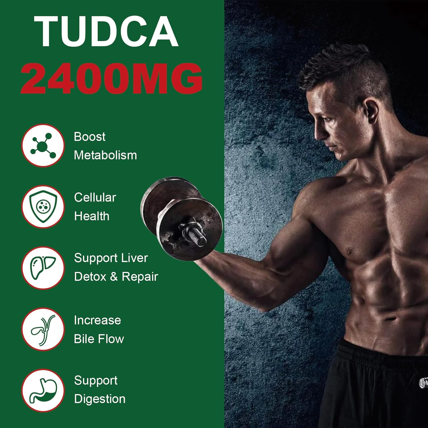 TUDCA Supplements 2400MG, Bile Salts Complex for Liver Detox & Gallbladder Clean