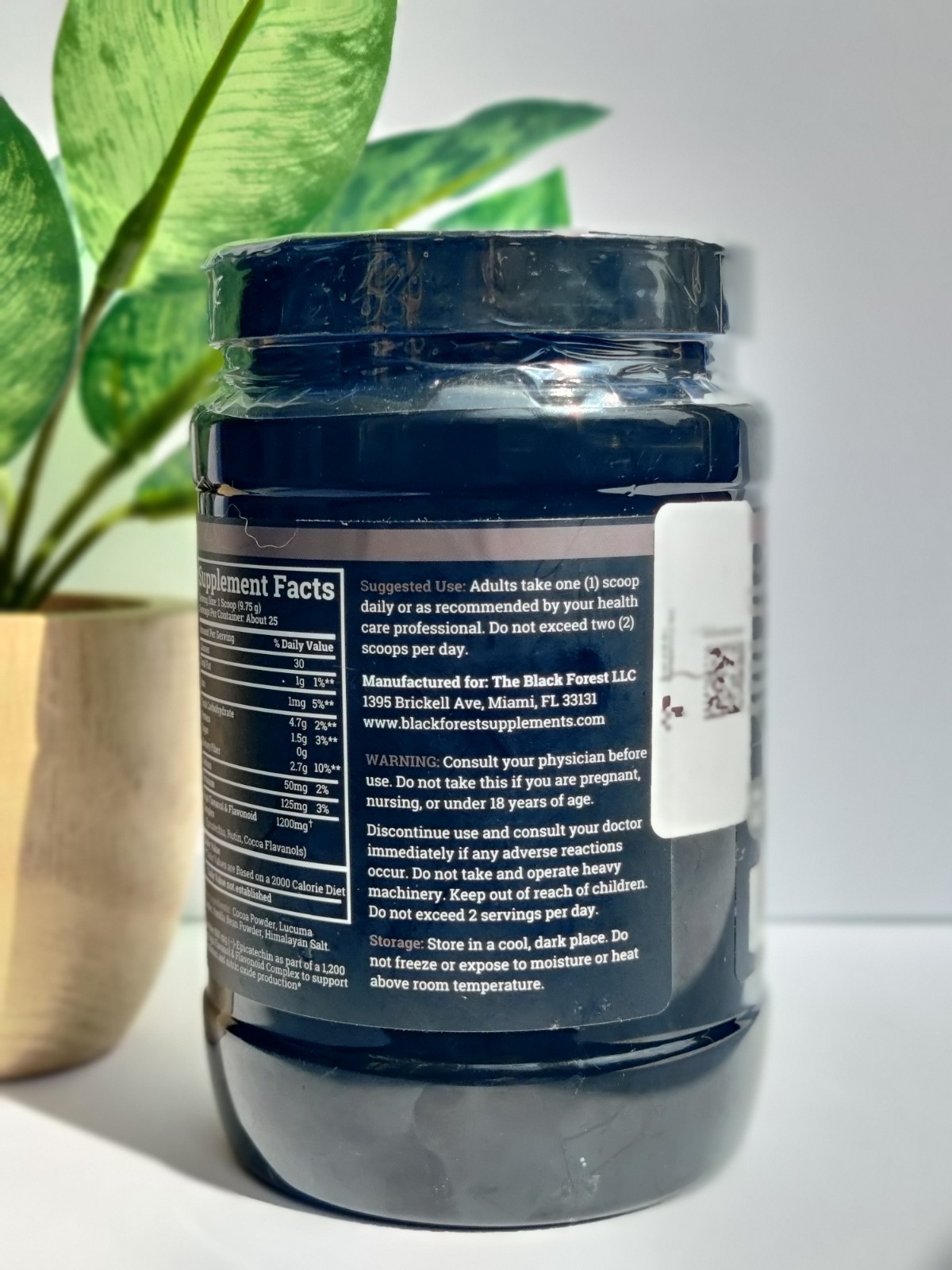 Black Forest High Flavanol Cocoa Powder and Flavonoids Supplement 1200mg 8 oz