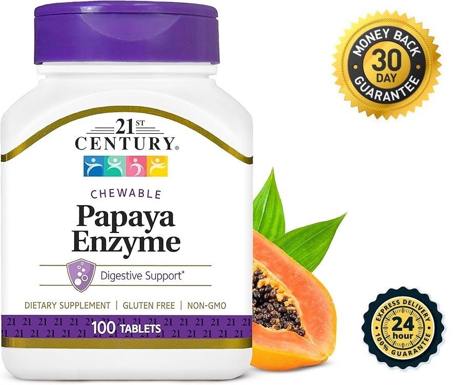 Papaya Enzyme Chewable Tablets, Tropical, 100 Count