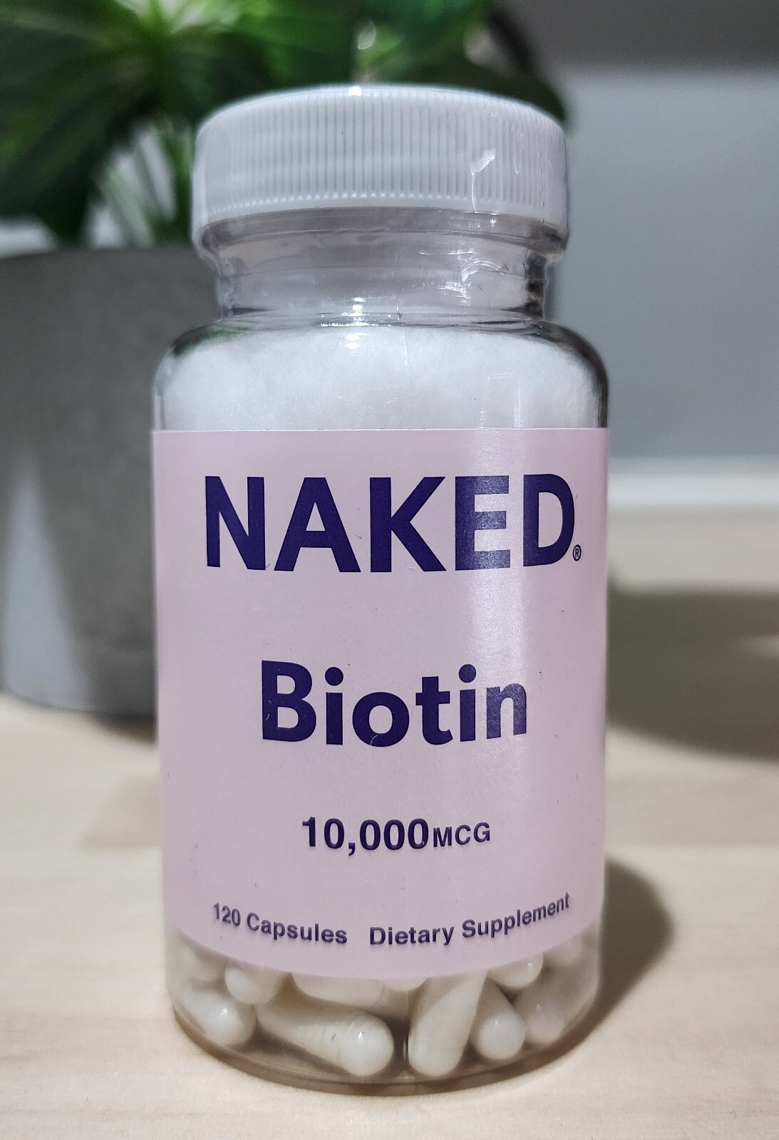 THREE PACK Naked Biotin 10,000 Mcg Max Hair Skin Nails Metabolism, 120 caps each