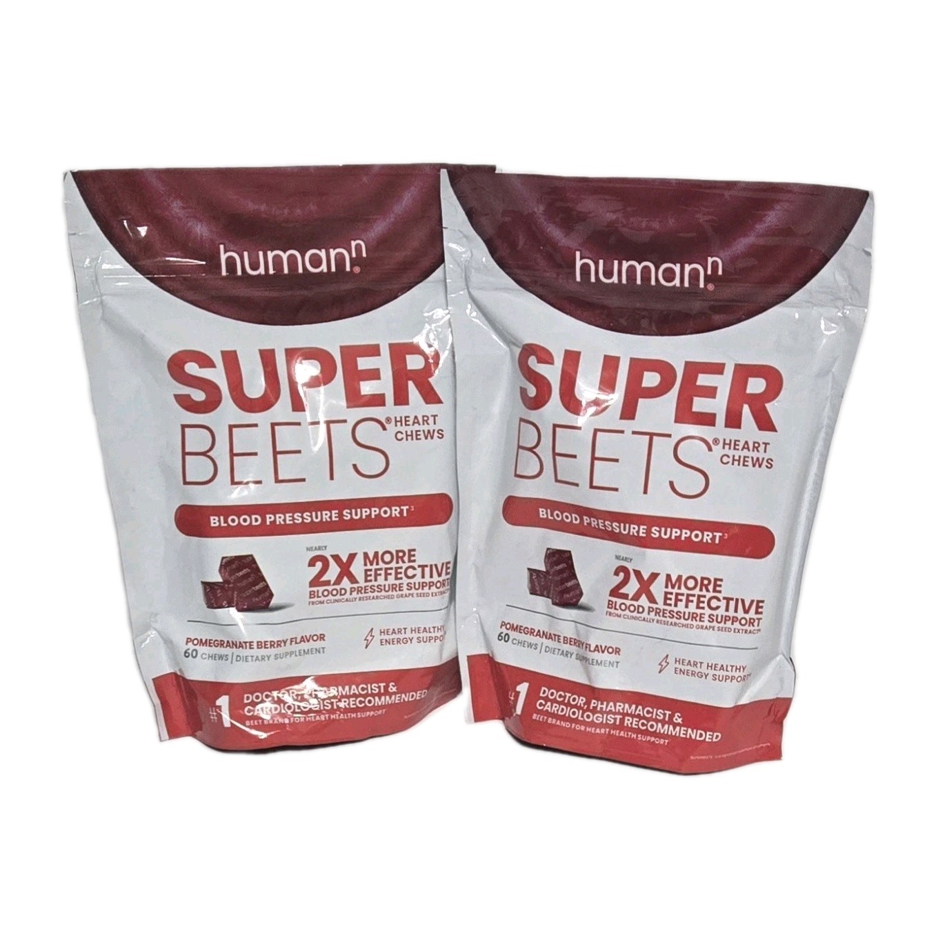 Humann Super Beets Heart Chews Pomegranate Berry Lot of 2 – 60 Per Bag/120 Total
