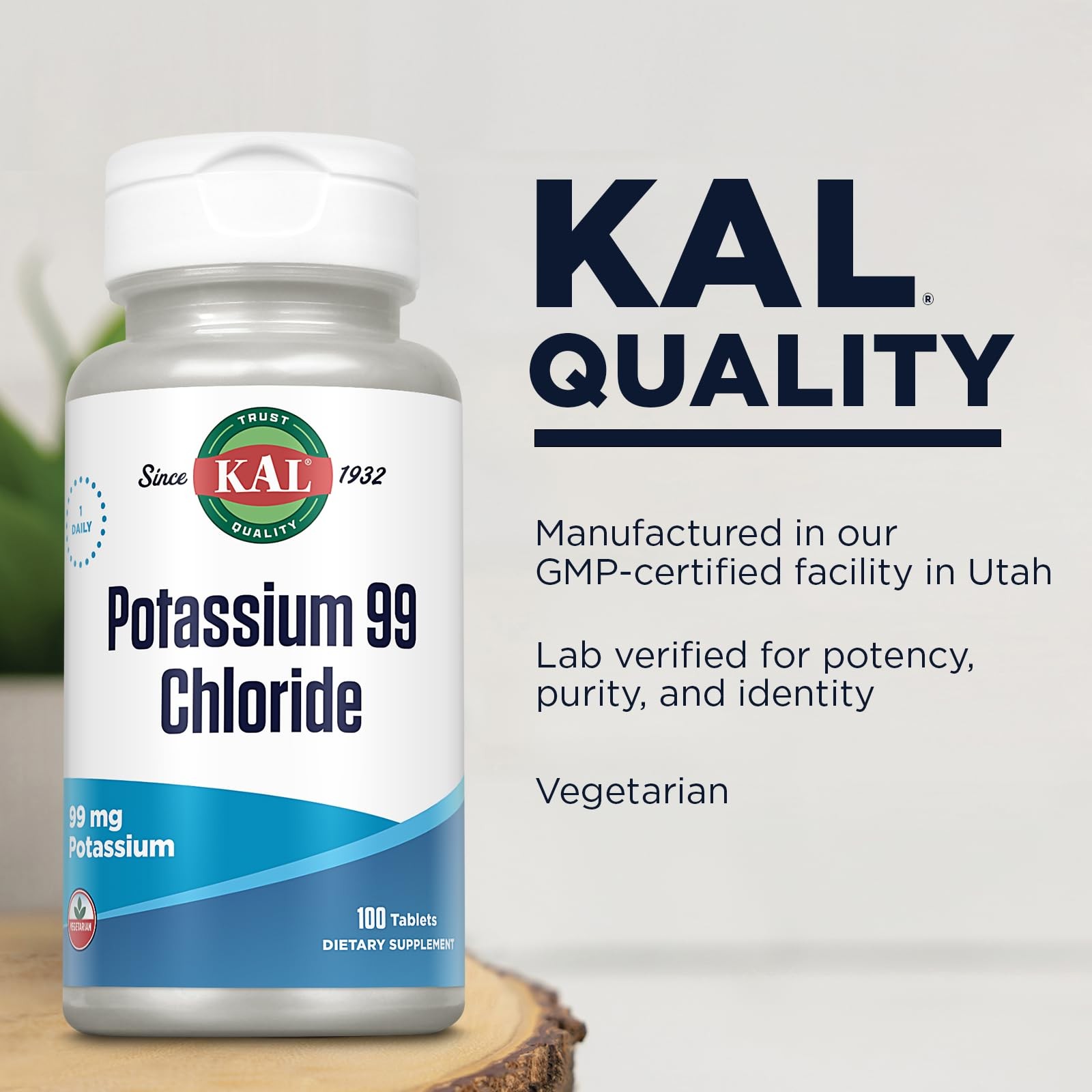 Potassium Chloride Supplement 99mg Electrolyte Mineral for Heart Muscle Health