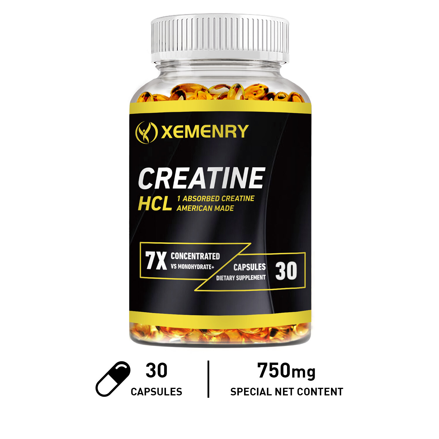 Creatine HCI Capsules 750mg – Lean Mussle Mass, Enhanced Strength & Performance