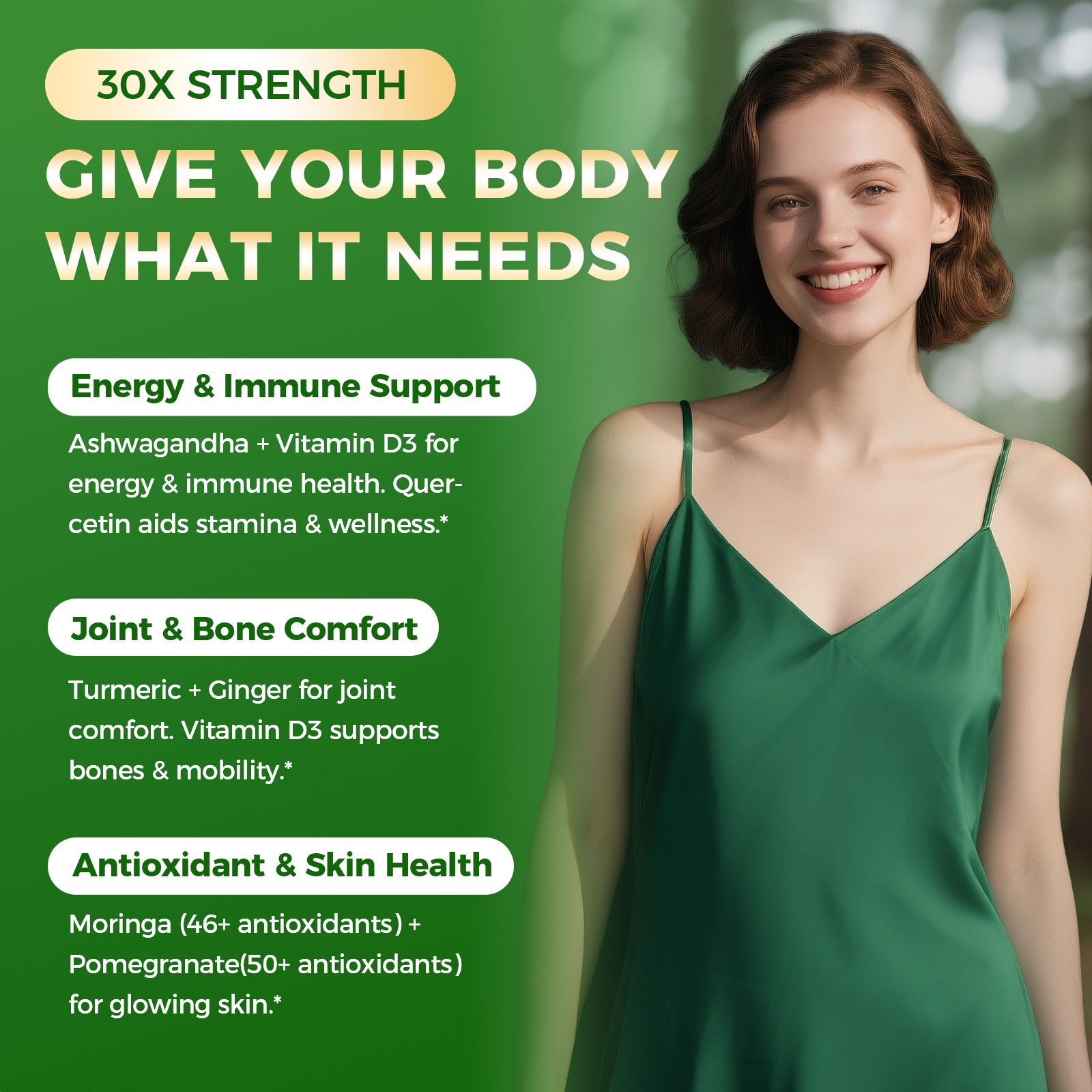 Moringa Oleifera Leaf Extract Natural Herbal Blend Antioxidant Immune Gut health