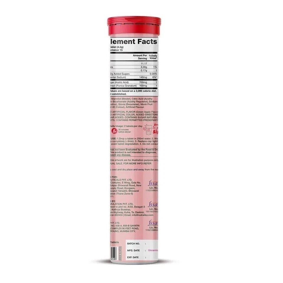 PLIX THE PLANT FIX Apple Cider Vinegar Tablet weight loss Pack 4 ( Apple )