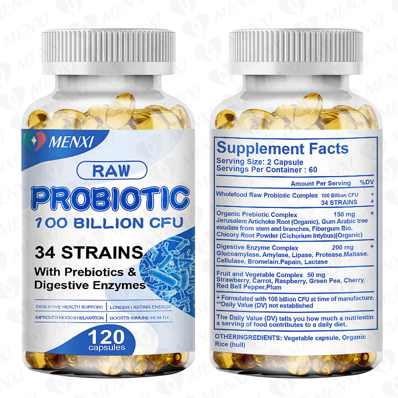 Raw Probiotics 100 Billion CFU Potency Digestive Immune Health 120 Capsules USA