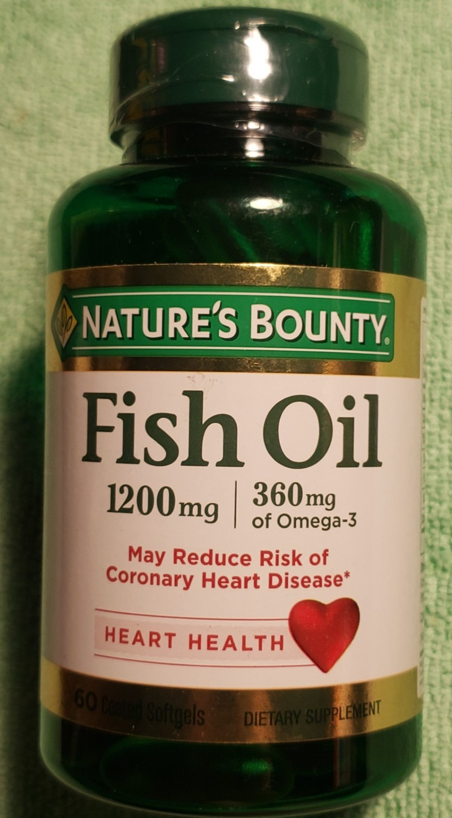 Natures Bounty – Fish Oil – 1200 mg – 60 Coated Softgels – Odor-less – 4/2027