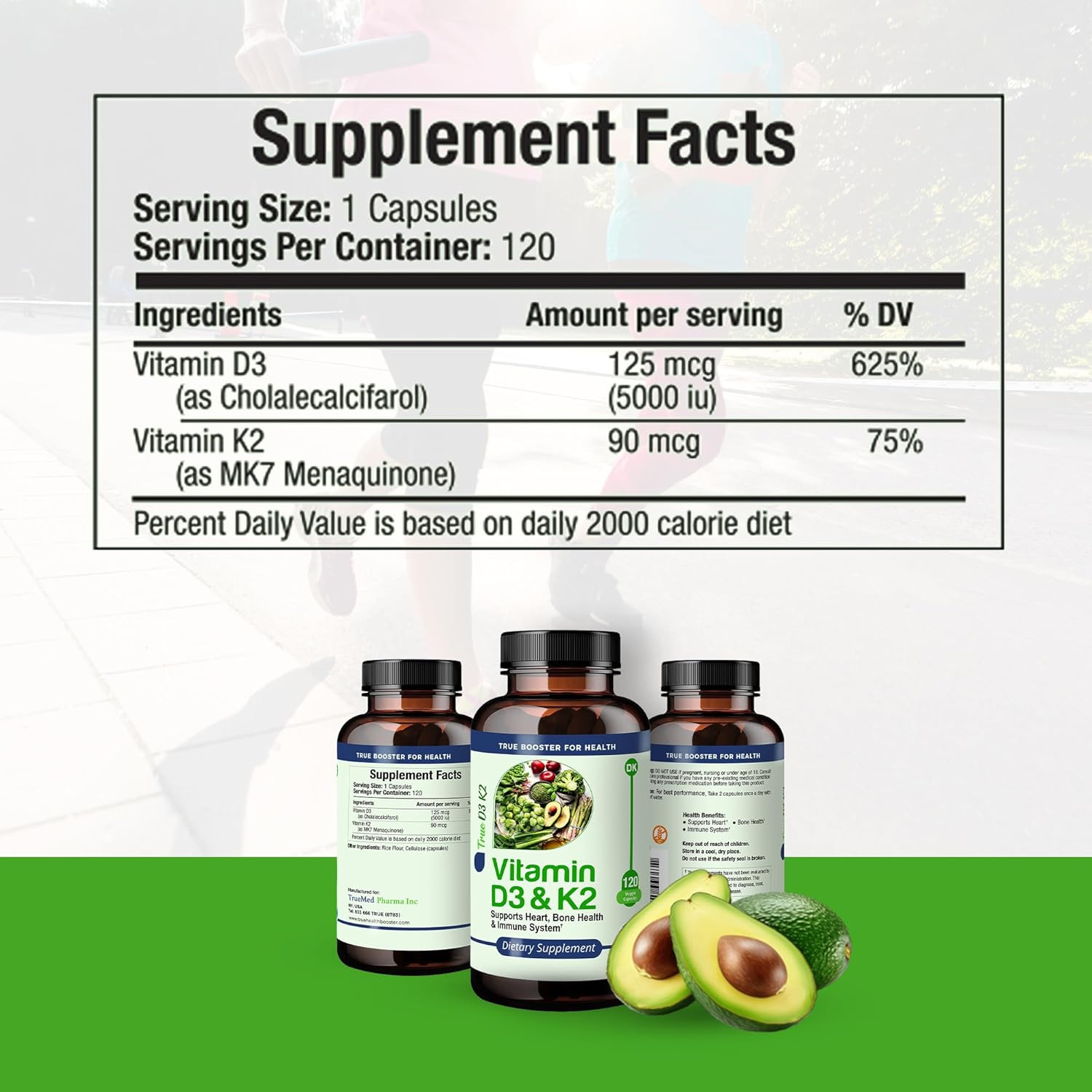 Vitamin D3 & K2 Supplement Supports Heart Health, Bone Health & Immune System &