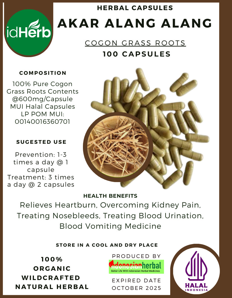 [idHerb] 100-800 Capsule Akar Alang Alang Cogon Grass Roots WildCrafted