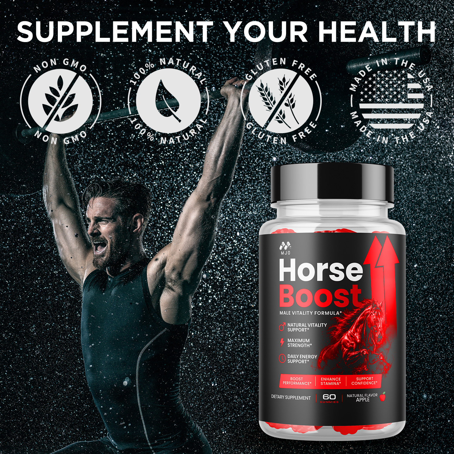 (1 Pack) Horse Boost Gummys Advanced Male Health Support HorseBoost 60 Gummies
