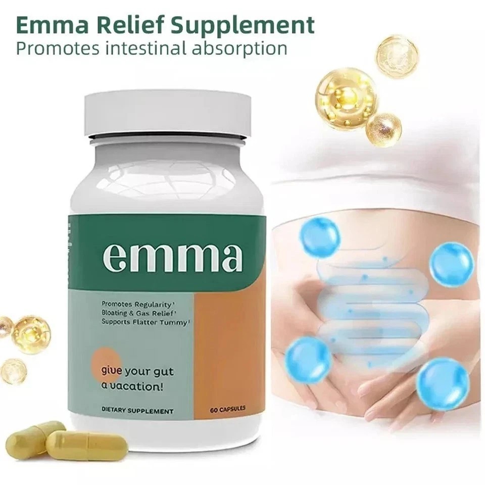 1-3Bottle Emma Gut Health Supplement 60 Capsules for Bloating Relief & Leaky Gut